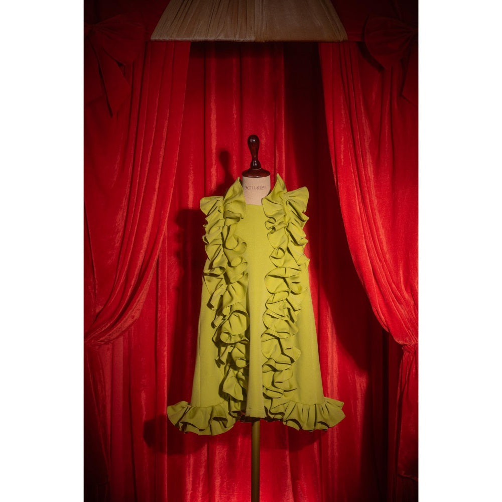 Tilsim by Sagarika Mehrotra Green Ruffle Dress
