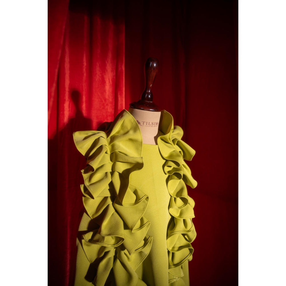 Tilsim by Sagarika Mehrotra Green Ruffle Dress