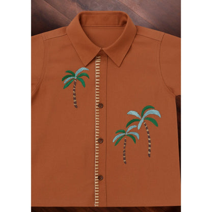 Tilsim by Sagarika Mehrotra Brown Palm Breeze Shirt