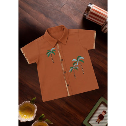 Tilsim by Sagarika Mehrotra Brown Palm Breeze Shirt
