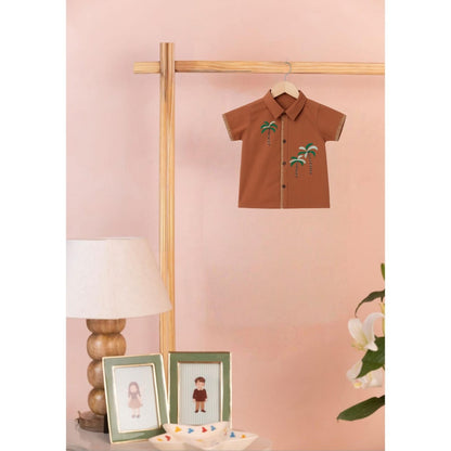 Tilsim by Sagarika Mehrotra Brown Palm Breeze Shirt