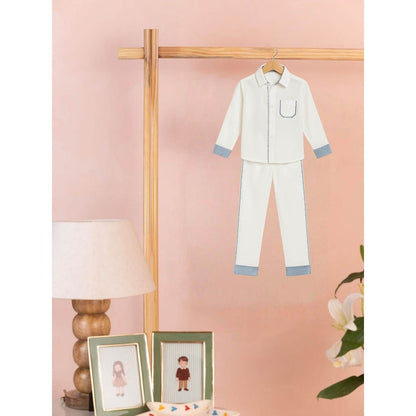 Tilsim by Sagarika Mehrotra Boy Crisscross White Co-Ord Set