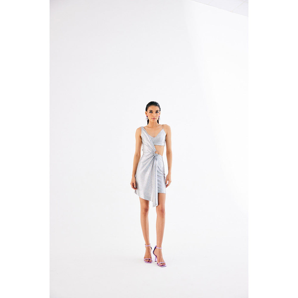 TISHARTH BY SHIVANI Metallic Asymmetric Mini Dress