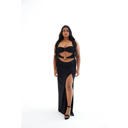 TISHARTH BY SHIVANI Black Cut Out High Slit Dress