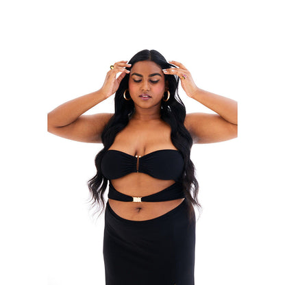 TISHARTH BY SHIVANI Black Cut Out High Slit Dress