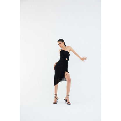 TISHARTH BY SHIVANI Black Cut Out High Slit Dress