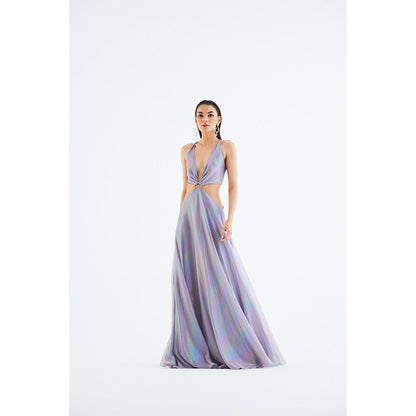 TISHARTH BY SHIVANI Plunging Neck Draped Dress