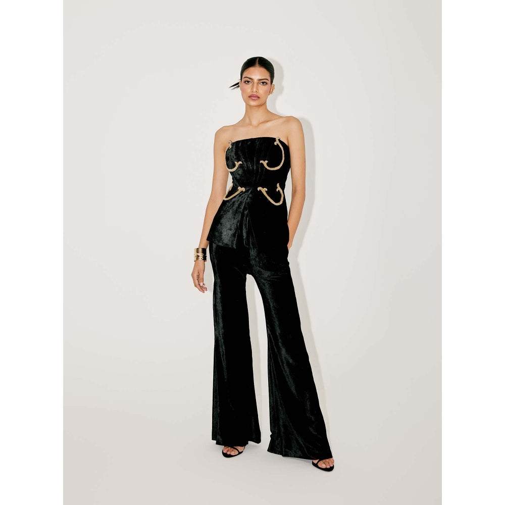 TISHARTH BY SHIVANI Black Velvet Pant with Top
