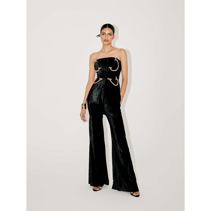 TISHARTH BY SHIVANI Black Velvet Pant with Top