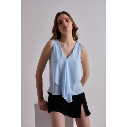 Torsha Ocean Breeze Georgette Blue Top
