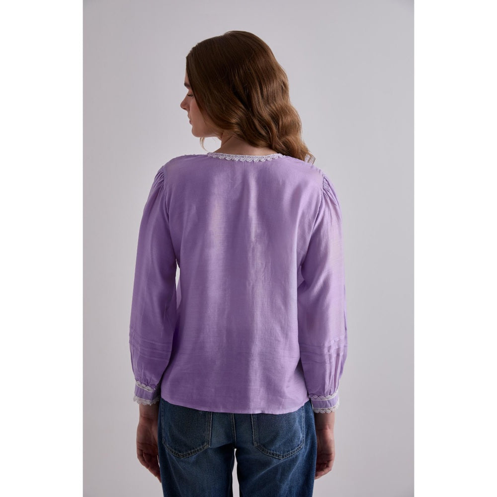 Torsha Purple Haze Cotton Lace Shirt