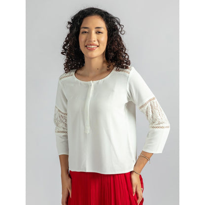 Torsha White Georgette Top