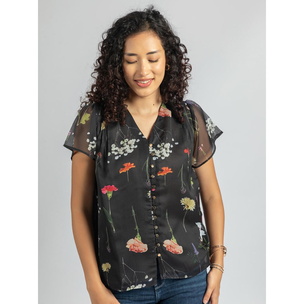 Torsha Black Shirt Golden Button Forever New