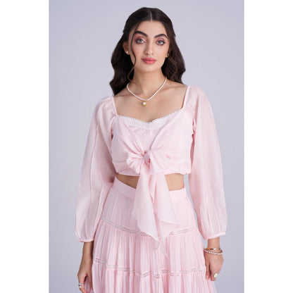 Torsha Pink Cotton Crop Top