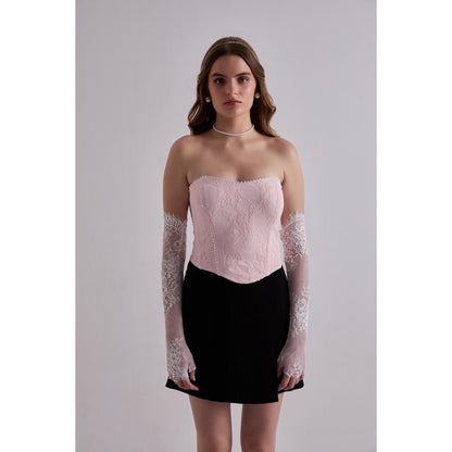 Torsha Lace Whisper Pink Corset Top