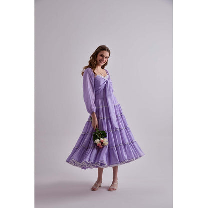 Torsha Purple Trendy Design Dream Cotton Dress for Women