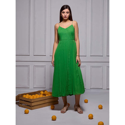 Torsha Green Mint To Be Midi Georgette Dress for Women