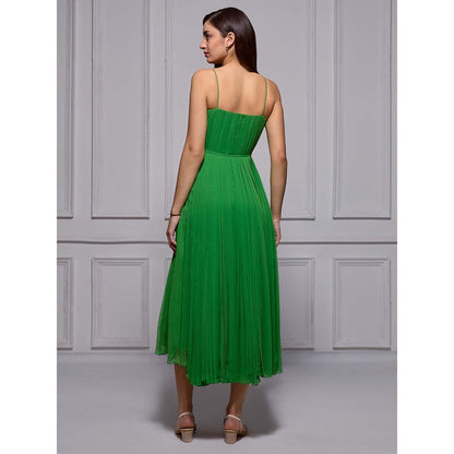 Torsha Green Mint To Be Midi Georgette Dress for Women