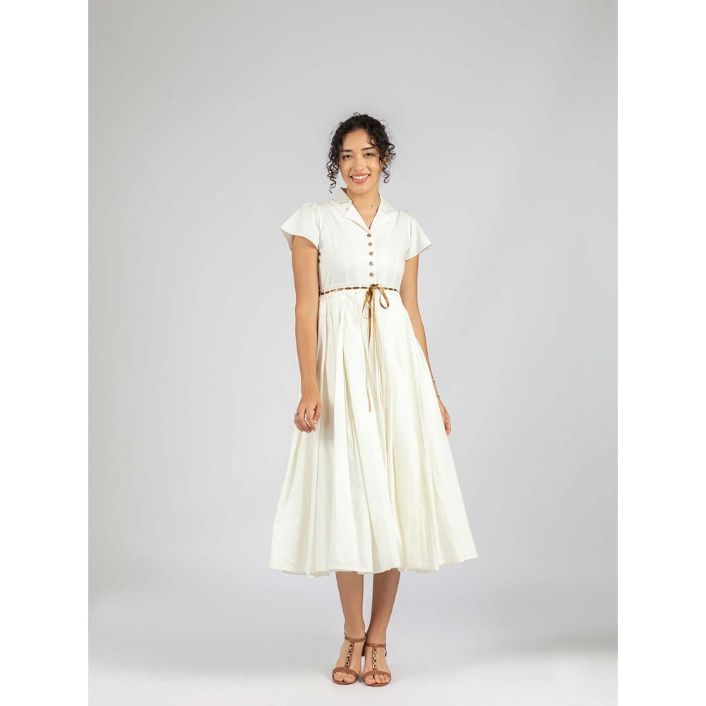 Torsha White Pearl Pleat Dress