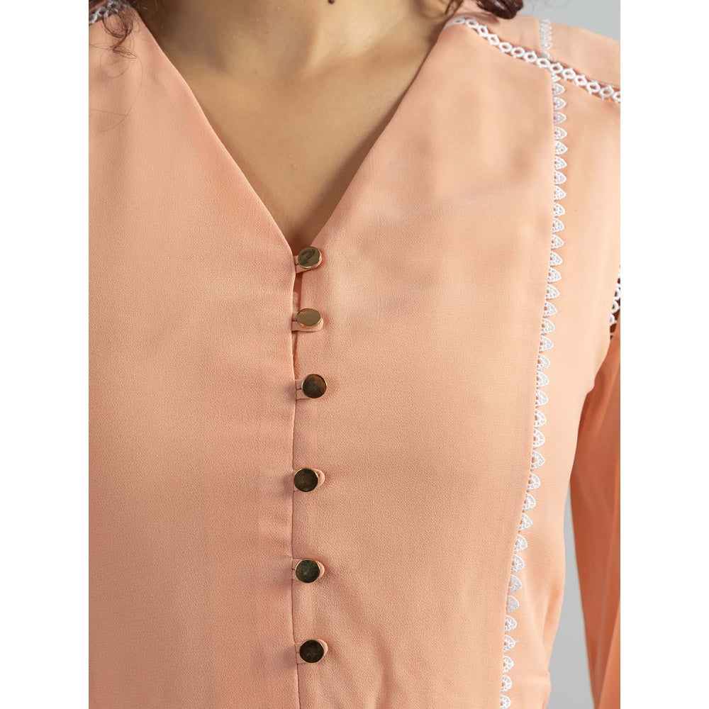 Torsha Peach Petal Flared Midi Dress