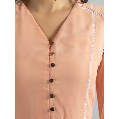 Torsha Peach Petal Flared Midi Dress
