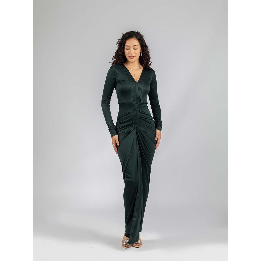 Torsha Green Luxe Drapes Gown