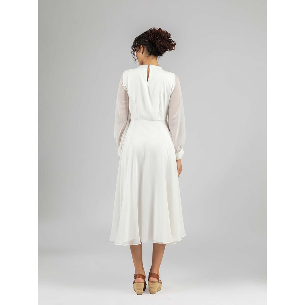 Torsha White Crystal Flared Dress