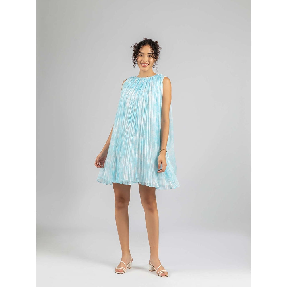 Torsha Blue Cloud Whisper Dress with Belt