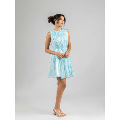 Torsha Blue Cloud Whisper Dress with Belt