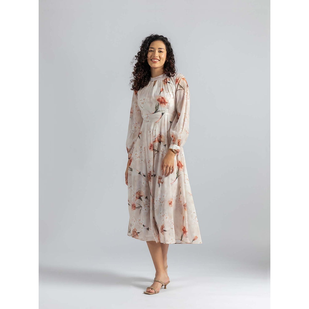 Torsha Beige Enchantment Midi Dress