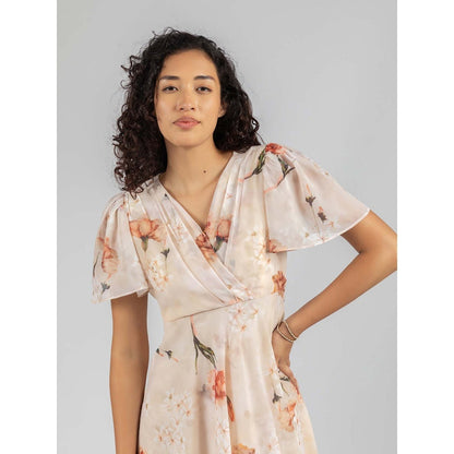 Torsha Beige Bloom Midi Dress