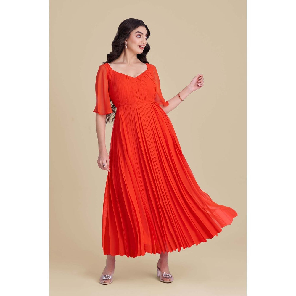 Torsha Orange Flame Flair Dress