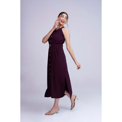 Torsha Burgundy Whisper Dress with Belt