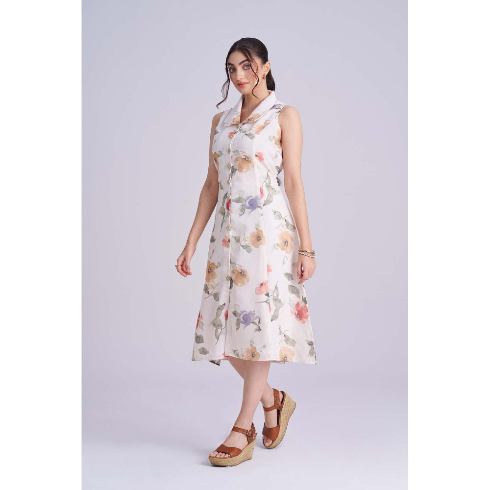 Torsha Multicolour Linen Meadow Dress