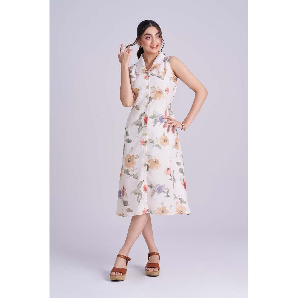Torsha Multicolour Linen Meadow Dress