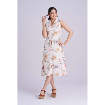 Torsha Multicolour Linen Meadow Dress
