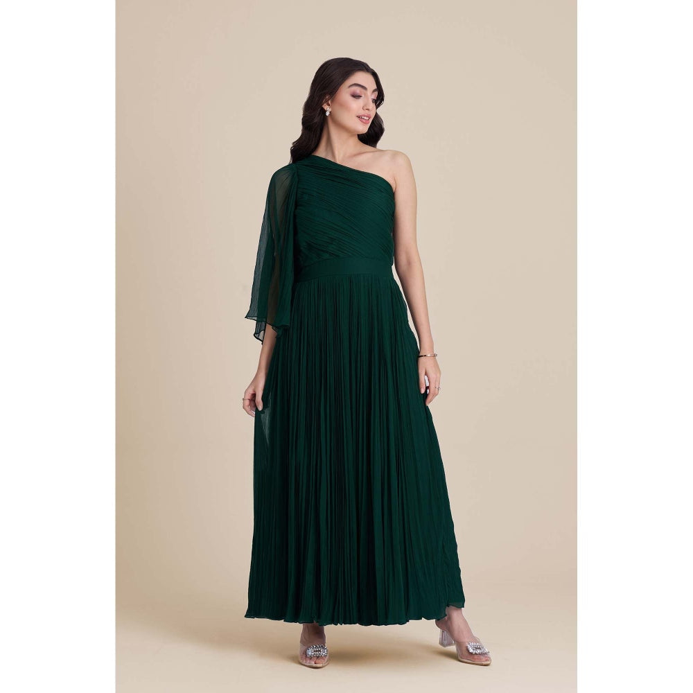 Torsha Green Willow One-Shoulder Maxi Dress
