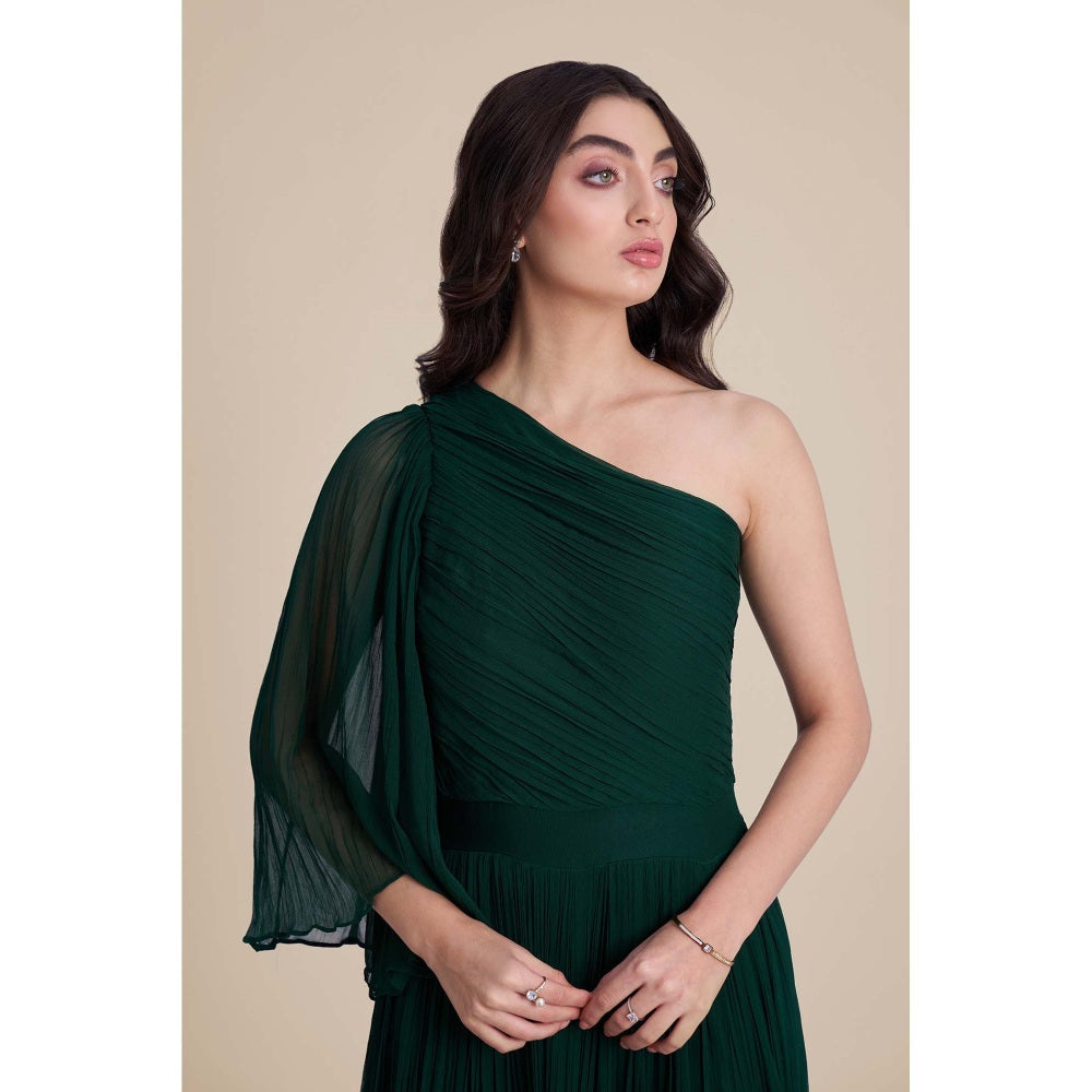 Torsha Green Willow One-Shoulder Maxi Dress