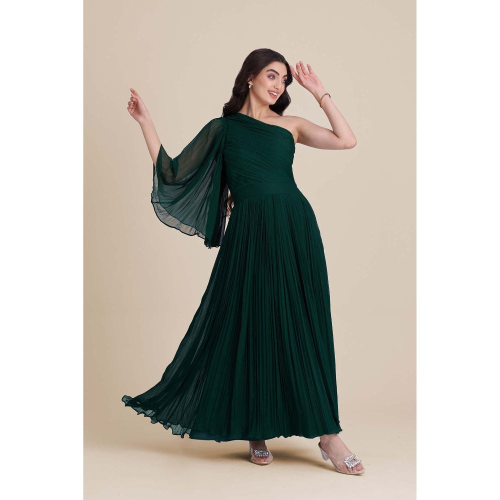 Torsha Green Willow One-Shoulder Maxi Dress
