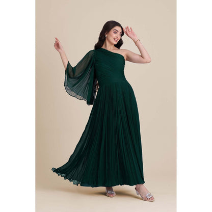 Torsha Green Willow One-Shoulder Maxi Dress