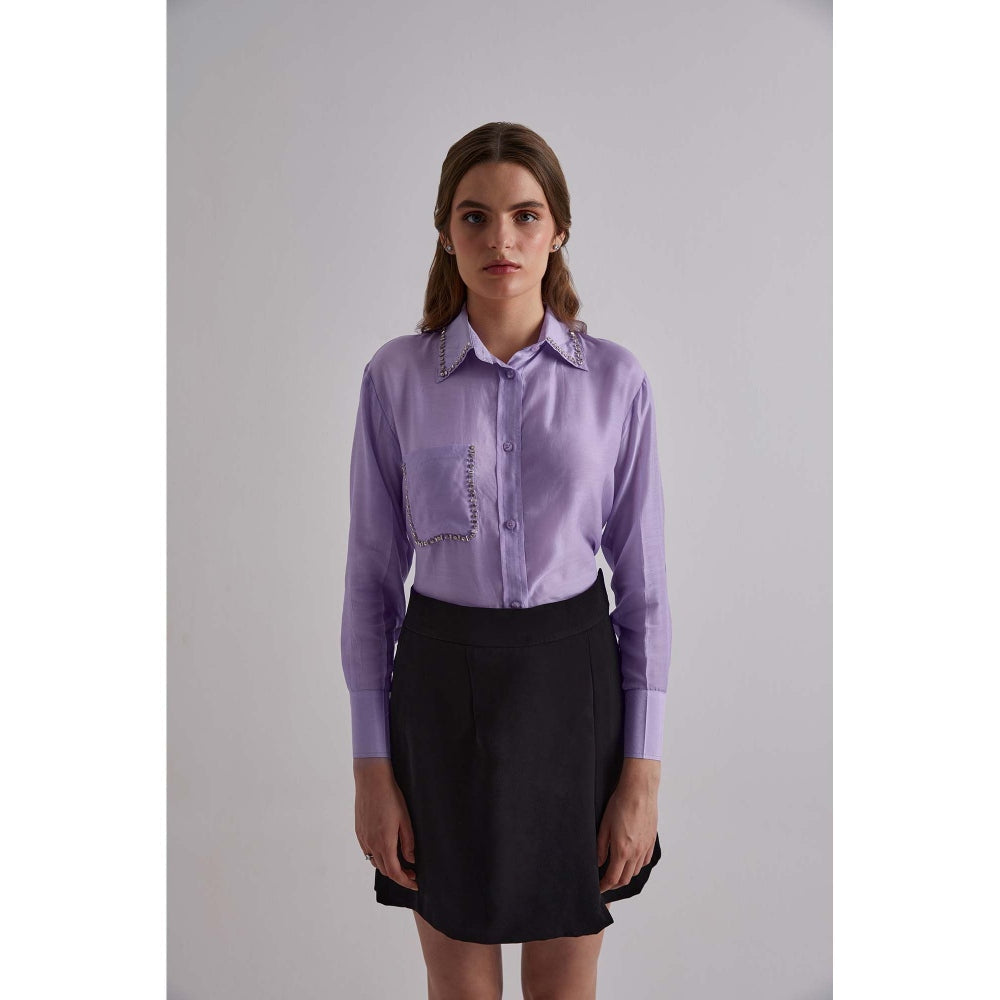 Torsha Purple Prestige Cotton Silk Shirt for Women