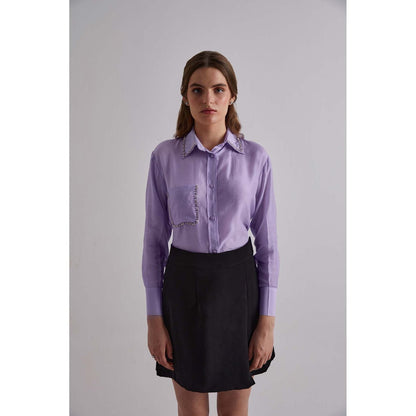Torsha Purple Prestige Cotton Silk Shirt for Women