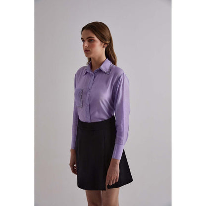 Torsha Purple Prestige Cotton Silk Shirt for Women