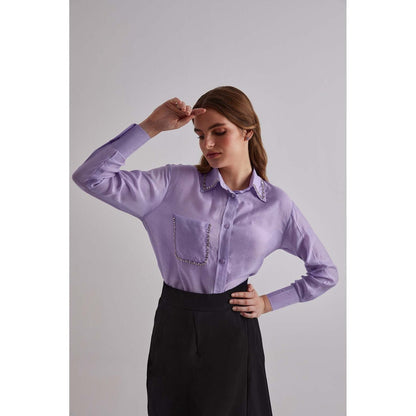 Torsha Purple Prestige Cotton Silk Shirt for Women