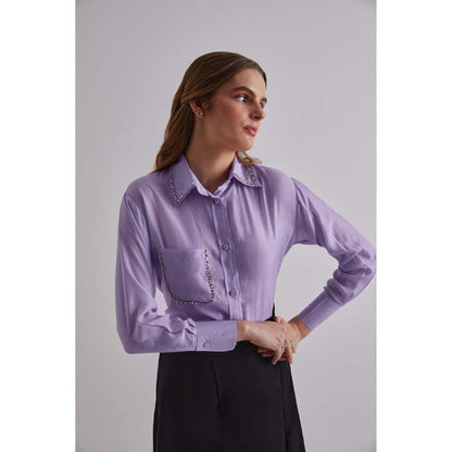 Torsha Purple Prestige Cotton Silk Shirt for Women