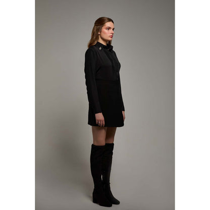 Torsha Black Polyester Midnight Bloom Shirt for Women