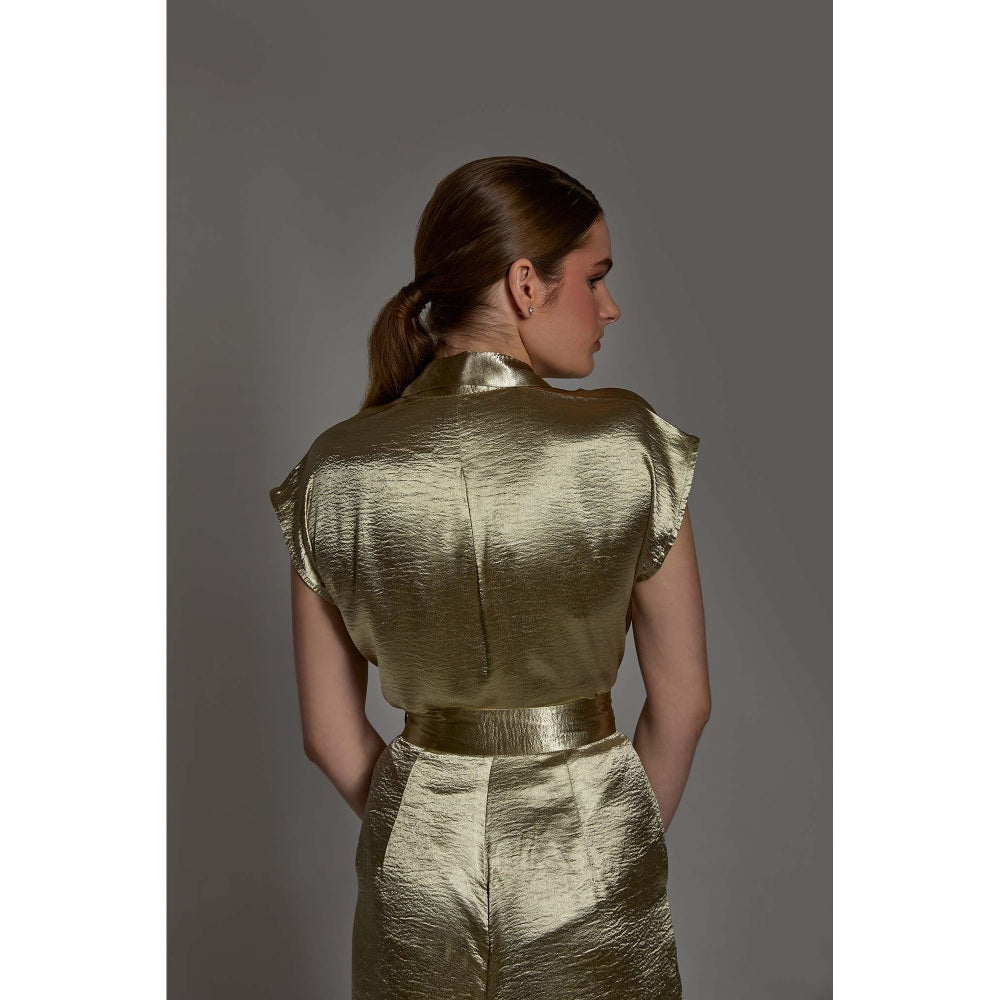 Torsha Golden Polyester Hour Shirt for Women