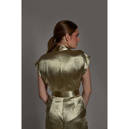 Torsha Golden Polyester Hour Shirt for Women