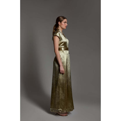 Torsha Golden Polyester Hour Shirt for Women