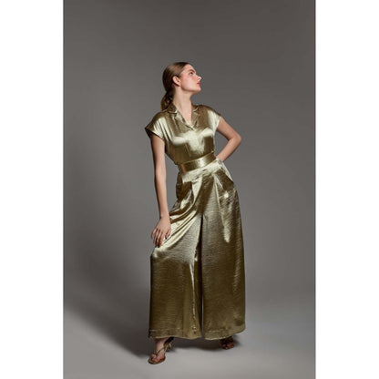 Torsha Golden Polyester Hour Shirt for Women
